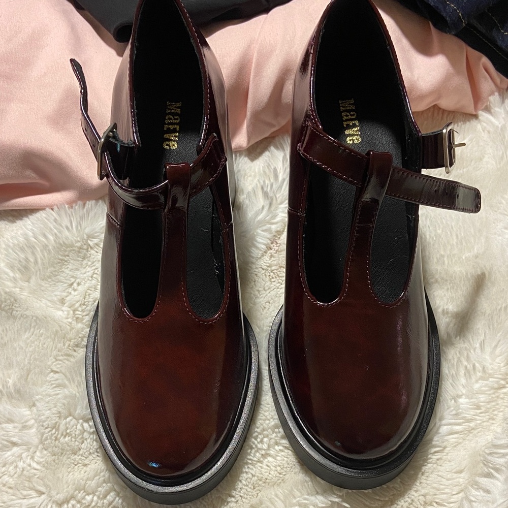 Maeve Burgundy Mary Jane Heels